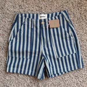Boden Navy and White Vertical Stripe Women's Shorts